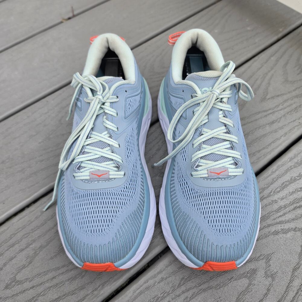 Hoka One Women's Bondi 7 Running Shoes Blue/Orange, Size 7.5